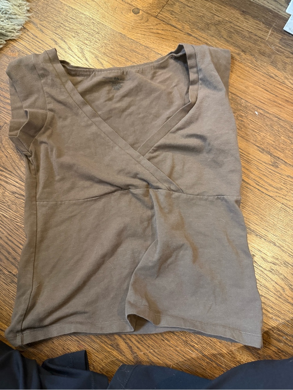 Brandy Melville Brown Wrap-Front Cap Sleeve Top